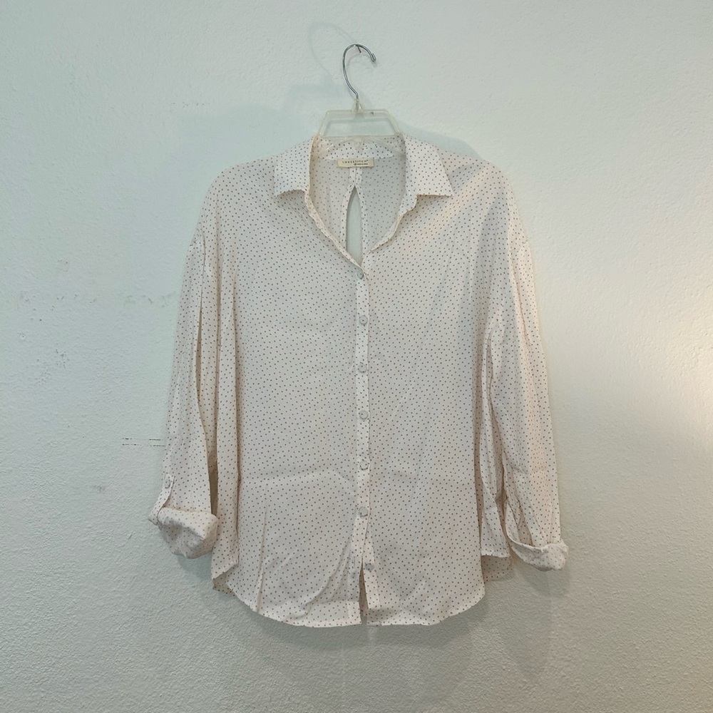 Lovestitch Polka Dot White Relaxed Button Down Shirt